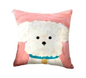 Funda para cojin estampado perro 45 x 45 cm. 100% poliéster modelo Rosa Bichón Frisé