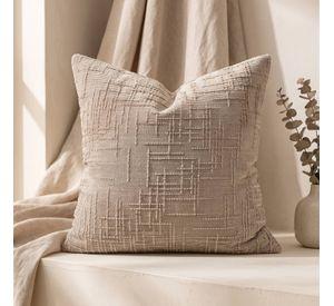 Set 2 Fundas de Cojín Chenille Texturizado Cuadriculado Beige 45x45 cm Colección Mónaco Montecarlo