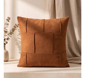 Set 2 Fundas de Cojín Cuero Tejido Entretejido Naranjo 45x45 cm Colección Toscana Ferrara