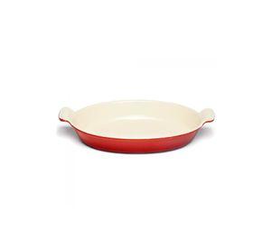 PLATO DE HIERRO ENLOZADO OVALADO ROJO 26 cm