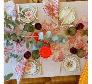 Mantel Toile Rojo - 180 x 300 - Lino Poliester (8 puestos)