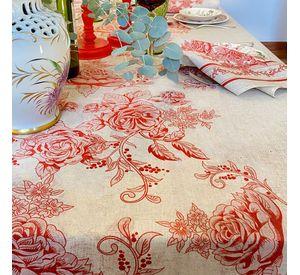 Mantel Toile Rojo - 180 x 350 - Lino Poliester (10 a 12 puestos)