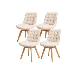 Pack 4 Sillas de Madera Acolchadas Toscana