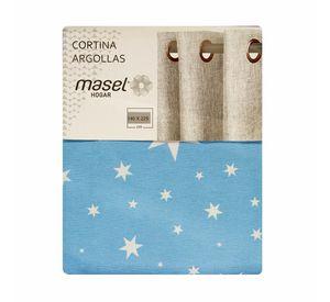 Cortina Lona Española Estrellas Azul cla