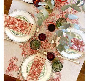 Mantel Toile Rojo - 180 x 250 - Lino Poliester (6 puestos)