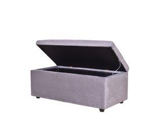 Banqueta Baul Felpa Gris  100x50x45 cm