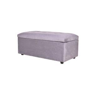 Banqueta Baul Felpa Gris  100x50x45 cm