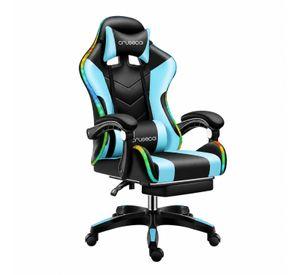 Silla Gamer Con Luz Rgb Reposapiés Y Masajeador Reclinable