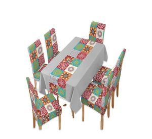 JUEGO DE MANTEL MÁS 6 FUNDAS DE SILLAS      D14