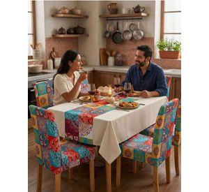 Juego De Mantel Antimanchas 140x220 + 6 Fundas De Silla 06