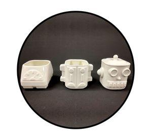 Set 3D Robot Cerámica 3 Piezas (2) Tazones Y (1) Azucarero