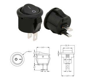 3X Interruptor Switch Boton Basculante 2 Pines 3A 6A Redondo