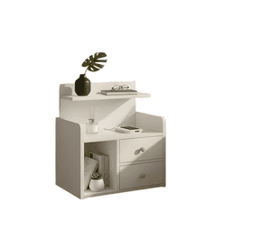 Velador mesa de noche MDF organizador 2 cajones blanco