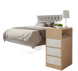 Velador angosto 3 cajones bicolor Chic Home
