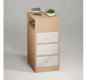 Velador angosto 3 cajones bicolor Chic Home