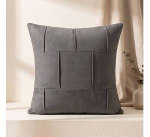 Set 2 Fundas de Cojín Cuero Tejido Entretejido Gris 45x45 cm Colección Toscana Padova
