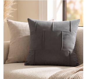 Set 2 Fundas de Cojín Cuero Tejido Entretejido Gris 45x45 cm Colección Toscana Padova