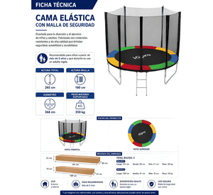 Cama elástica Igpro con malla 12ft 3,66 m negra #1