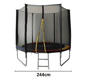 Cama elástica Norplat con escalera 2,44 m negra y multicolor