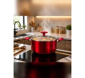 Olla Cacerola antiadherente Aluminio 28 CM 8,6 L Rosso Vitta
