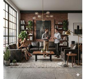 JUEGO LIVING 321 MEMPHIS NEGRO EN CUERO SINTETICO ENVEJECIDO PRODCUTO CON RESORTES POCKET