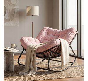 Sillon Mecedor Silla Mecedora Sitial Moderna Talla Xxl Rosa Liso