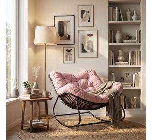 Sillon Mecedor Silla Mecedora Sitial Moderna Talla Xxl Rosa Liso