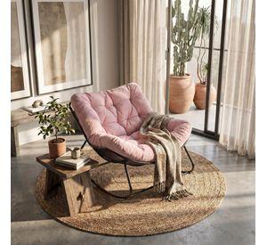 Sillon Mecedor Silla Mecedora Sitial Moderna Talla Xxl Rosa Liso