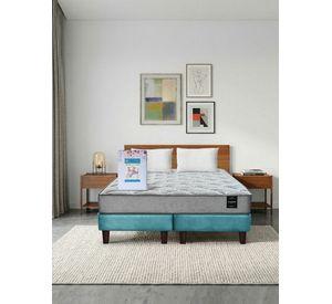 Combo Cama Cannon 2 Plazas Base Dividida Tela + Textil + Respaldo + 2 Veladores Orion