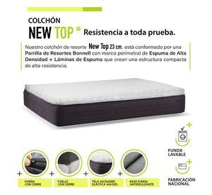 Cama Europea New Top Colchon Resortes 23 Cm 2 Plazas Tela Velvet Palo Rosa + Maderas Atlas