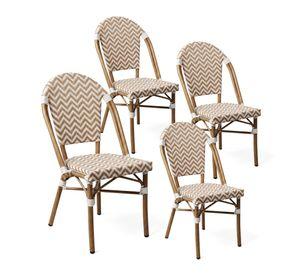Pack 4 Sillas Exterior Terraza Jard n Rat n Aluminio Apilables Resistentes Parisina Beige