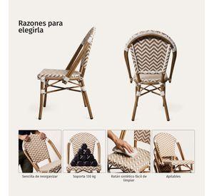 Pack 4 Sillas Exterior Terraza Jard n Rat n Aluminio Apilables Resistentes Parisina Beige