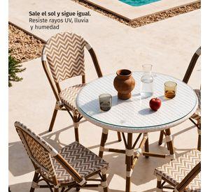 Pack 4 Sillas Exterior Terraza Jard n Rat n Aluminio Apilables Resistentes Parisina Beige