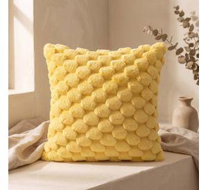 Set 2 Fundas de Cojín Peluche Burbuja Amarillo 45x45 cm Colección Perla Limón