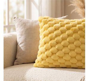 Set 2 Fundas de Cojín Peluche Burbuja Amarillo 45x45 cm Colección Perla Limón