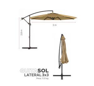 Quitasol sombrilla lateral terraza 3x3 sin base Khaki