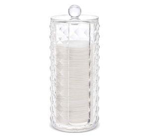 Organizador Cosmético Transparente Porta Discos Algodón con Tapa