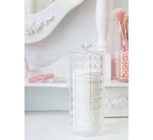 Organizador Cosmético Transparente Porta Discos Algodón con Tapa