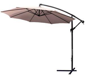 Quitasol 3 mt Beige Plegable Ajustable Pedestal Sombrilla Redonda