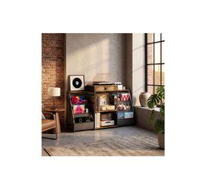 Estante Biblioteca Multiuso Para Vinilos Y Tocadisco Vintage Marrón ZWJ006B-R