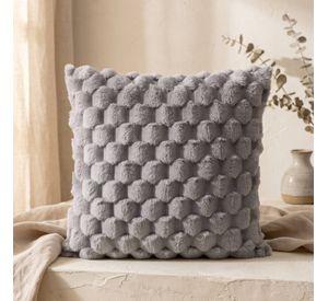Set 2 Fundas de Cojín Peluche Burbuja Gris 45x45 cm Colección Perla Plata