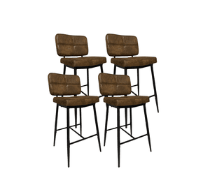 Pack 4 Taburetes Alto Bronx Café Vintage con Patas Metálicas Negras