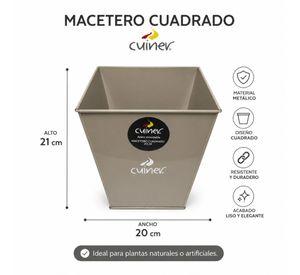 Meceta Metalica Cuadrada 20cm Macetero Metalico Cuiner