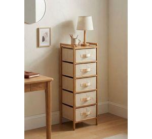 Cajonera Organizador Multiuso 5 Cajones Tela Madera