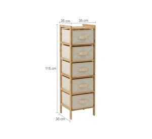 Cajonera Organizador Multiuso 5 Cajones Tela Madera