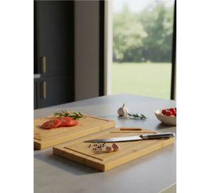 Tabla De Picar Bambú Natural Con Mango 34x24cm