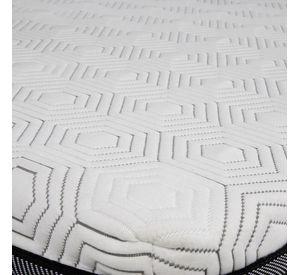Cama Europea New Top Colchon Resortes 23 Cm 2 Plazas Tela Velvet Azul Petroleo + Maderas Atlas