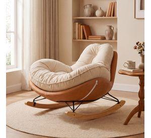 Sillon Mecedor Silla Mecedora Sitial Talla L Con Raposa Pie Blanco Naranjo Liso