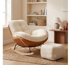 Sillon Mecedor Silla Mecedora Sitial Talla L Con Raposa Pie Blanco Naranjo Liso