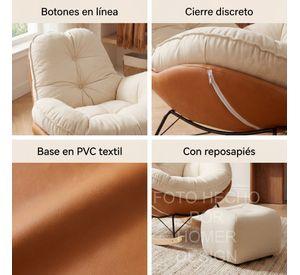 Sillon Mecedor Silla Mecedora Sitial Talla L Con Raposa Pie Blanco Naranjo Liso